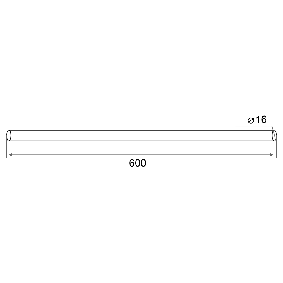 Труба Trodos D16, 600мм, хром