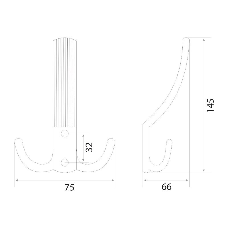 Крючок мебельный Trodos "ZY-213А" 3-рожковый, сплав ЦАМ, хром матовый