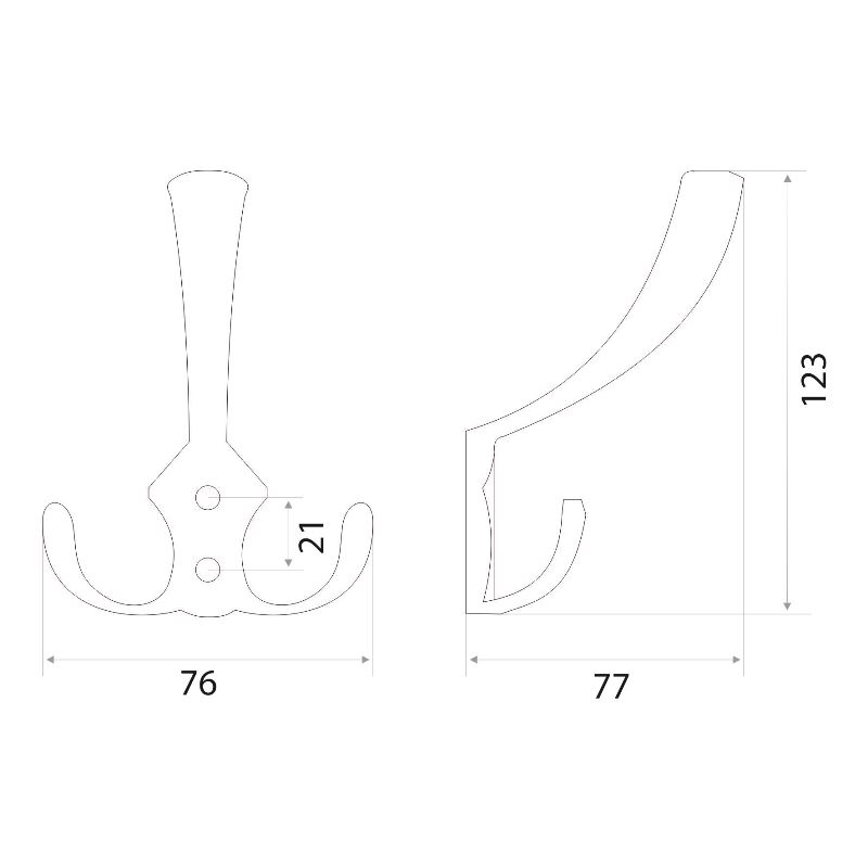 Крючок мебельный Trodos "ZY-204А" 3-рожковый, сплав ЦАМ, бронза