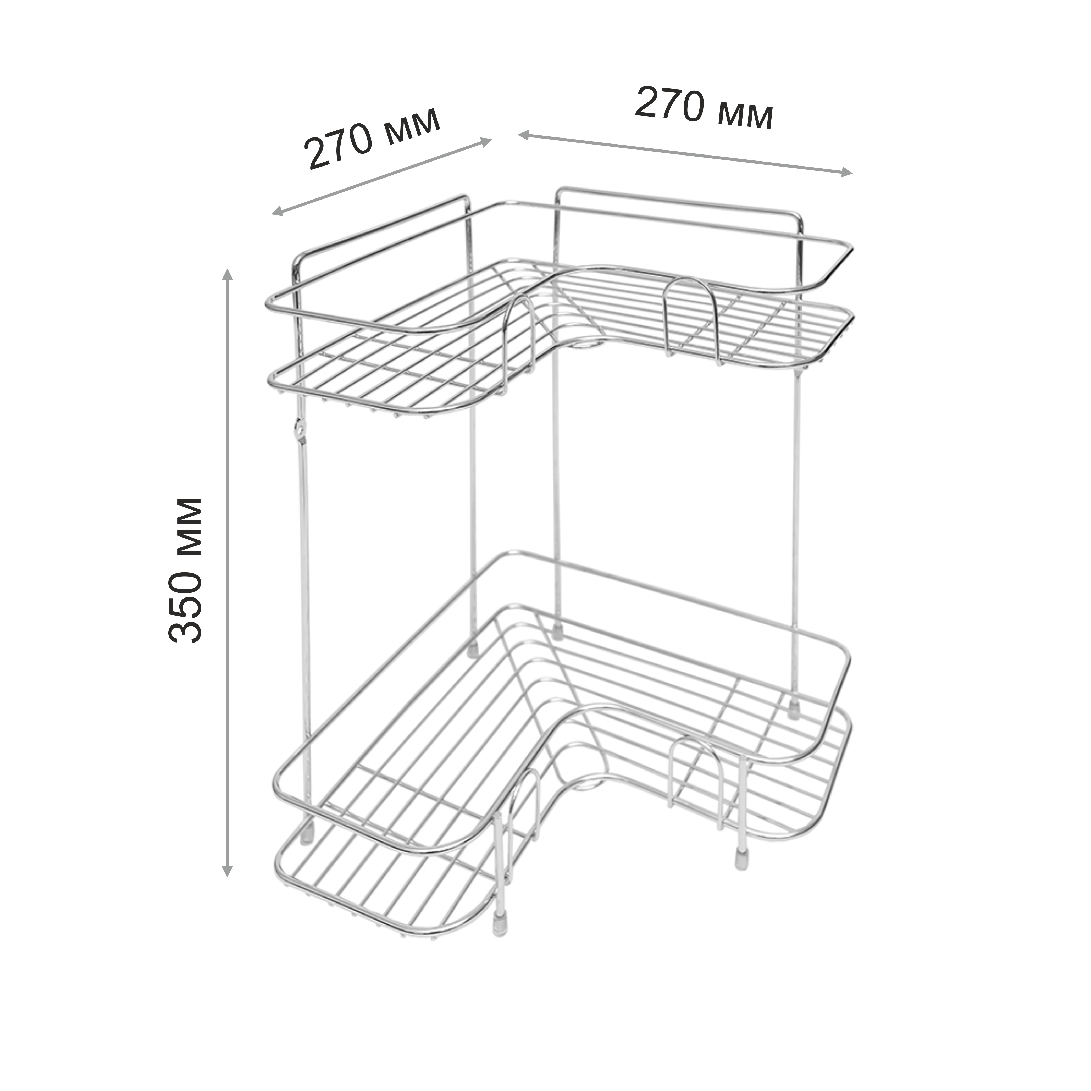 Полка настенная Delphinium 2-ярусная угловая "АЕ-483", хром
