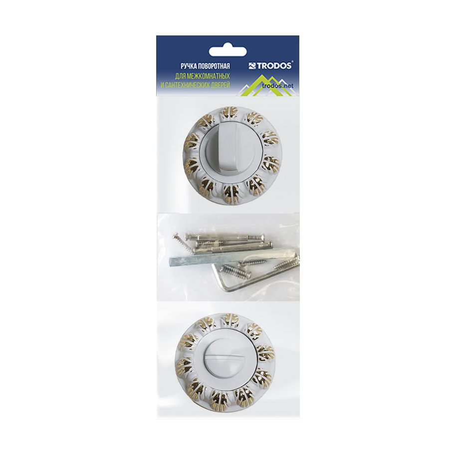 Ручка поворотная Trodos "BK" серия 10, белый/золото