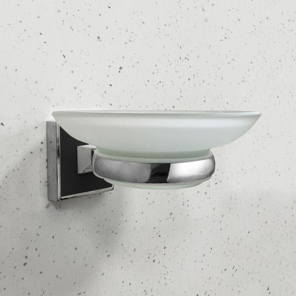 Мыльница стеклянная с держателем Zenfort коллекция "Генезис", черный