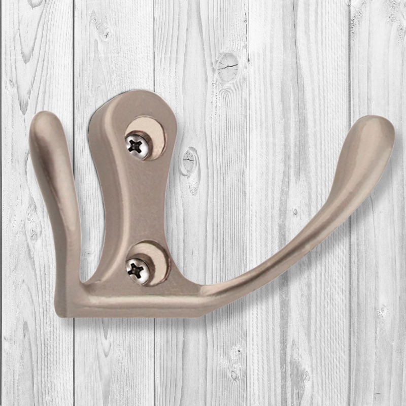 Крючок мебельный Trodos "ZY-110М" 2-рожковый, сплав ЦАМ, никель