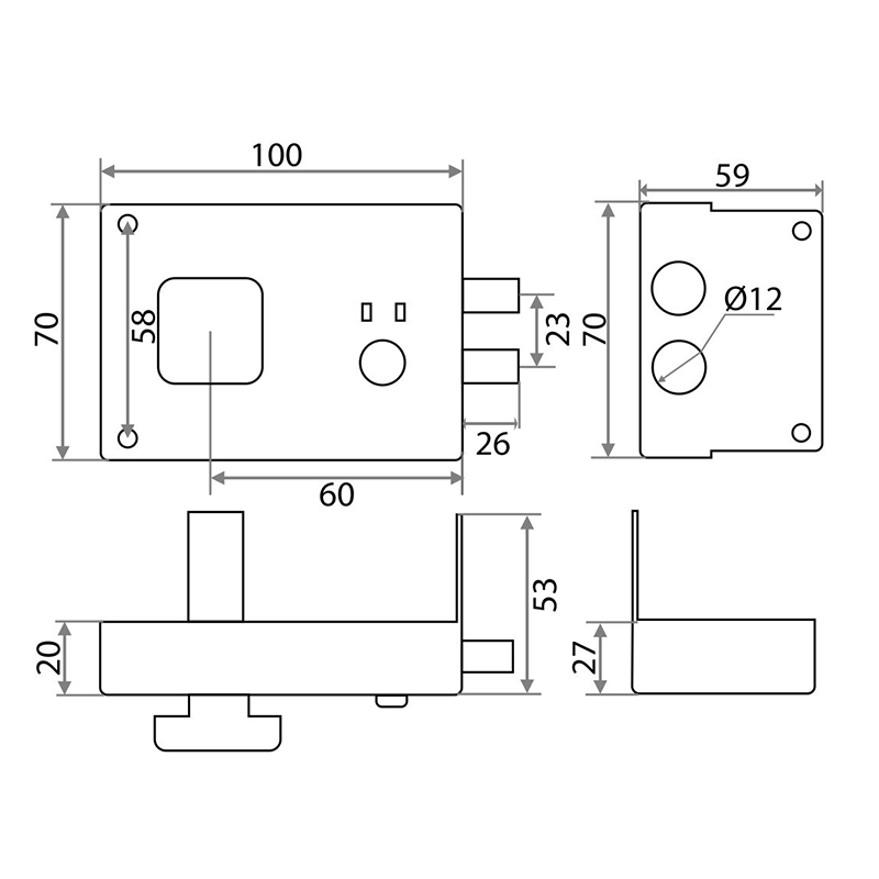 Замок накладной Trodos ЗН1-5 серый