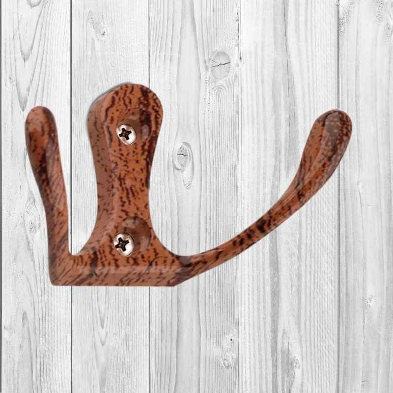 Крючок мебельный Trodos "ZY-110М" 2-рожковый, сплав ЦАМ, дерево