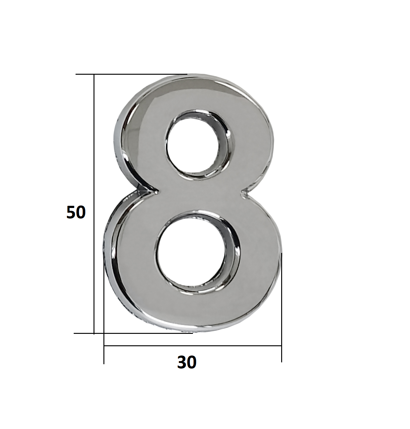 Цифра дверная Trodos "8" классика, хром