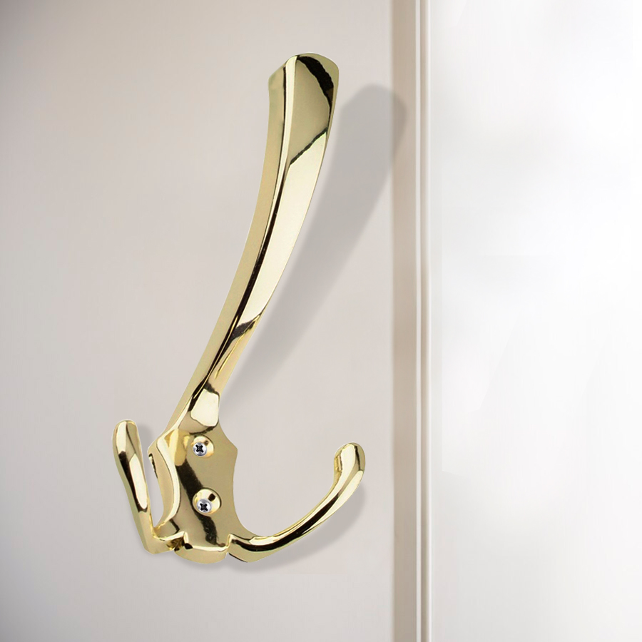 Крючок мебельный Trodos "ZY-204А" 3-рожковый, сплав ЦАМ, золото