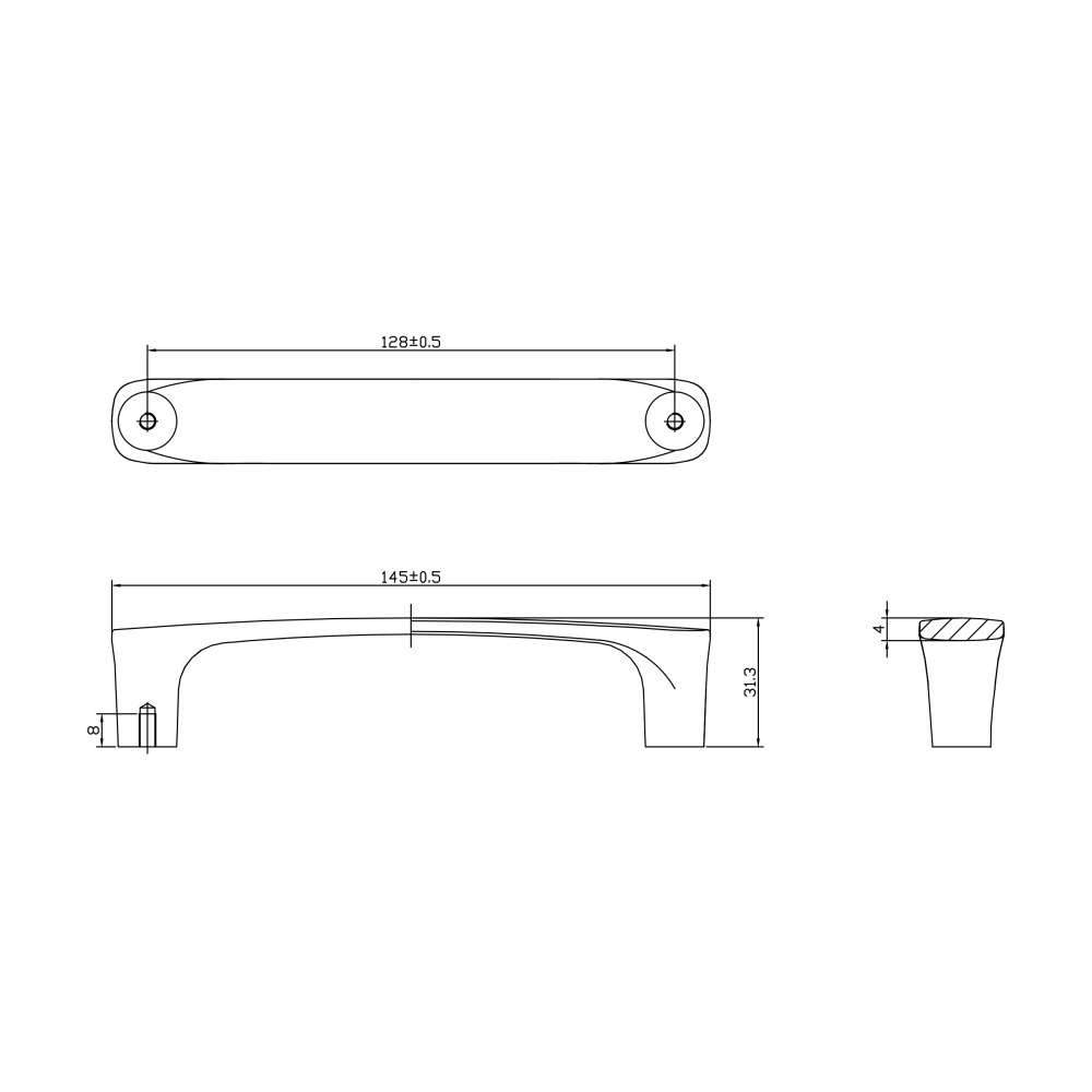 Ручка-скоба мебельная Trodos "2063" 128мм сплав ЦАМ 144гр, черный, хедер