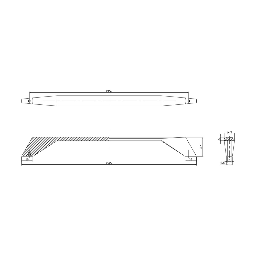 Ручка-скоба мебельная Trodos "9456" 224мм сплав ЦАМ 150гр, черный