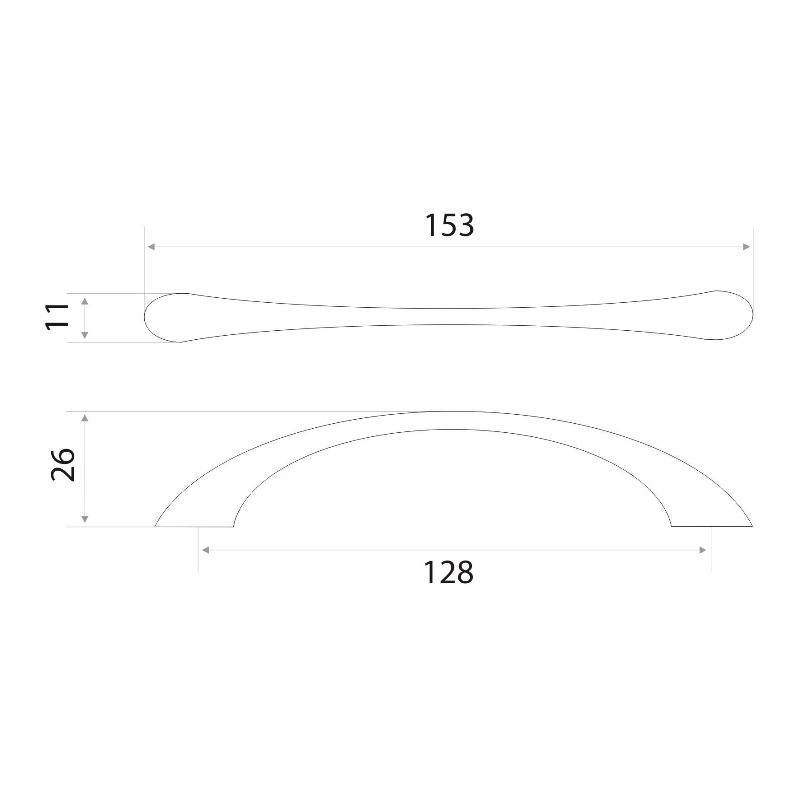 Ручка-скоба мебельная Trodos "ZY-8С" 128мм сплав ЦАМ 32гр, хром матовый