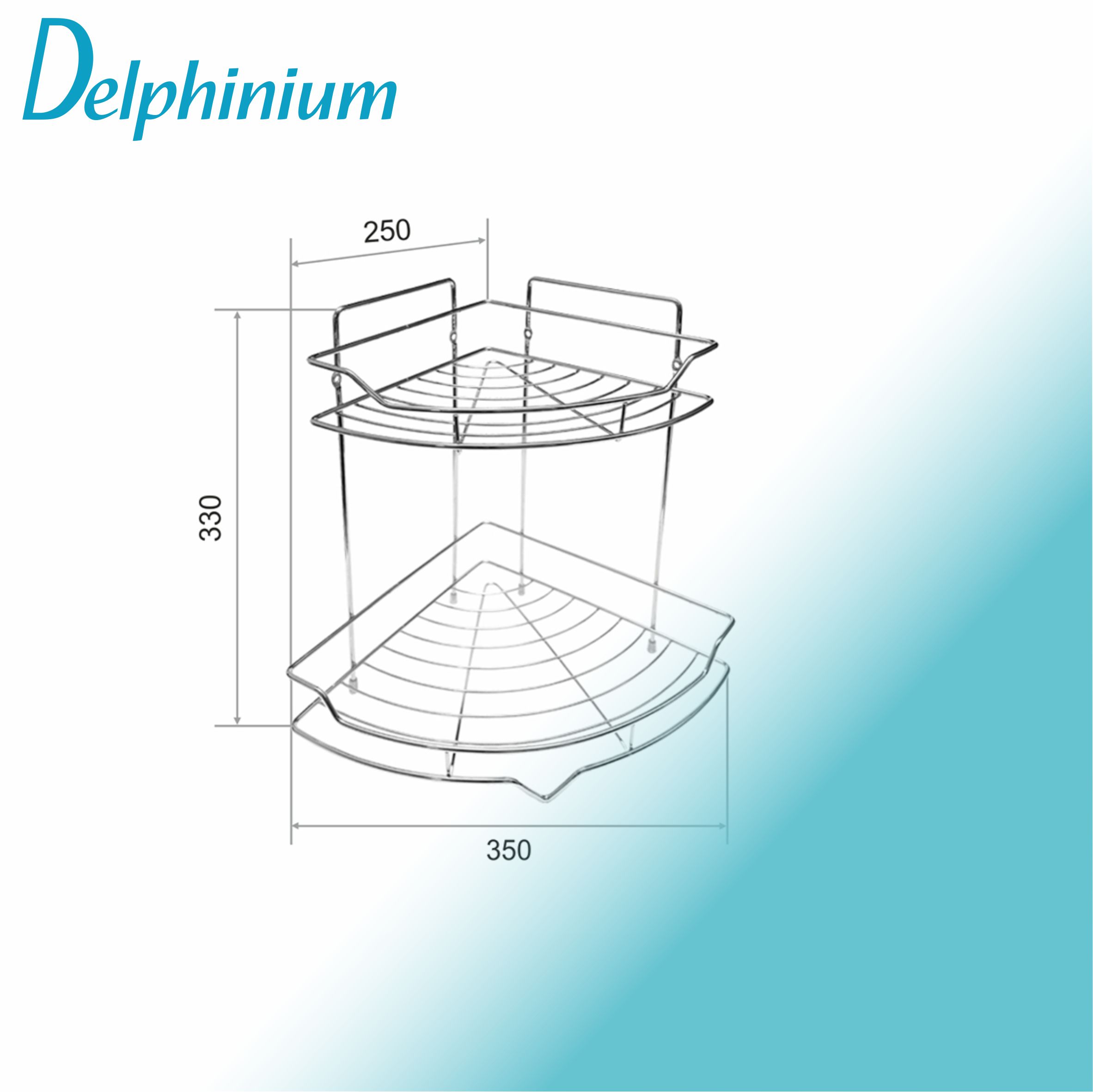 Полка настенная Delphinium 2-ярусная угловая "АЕ-435", хром