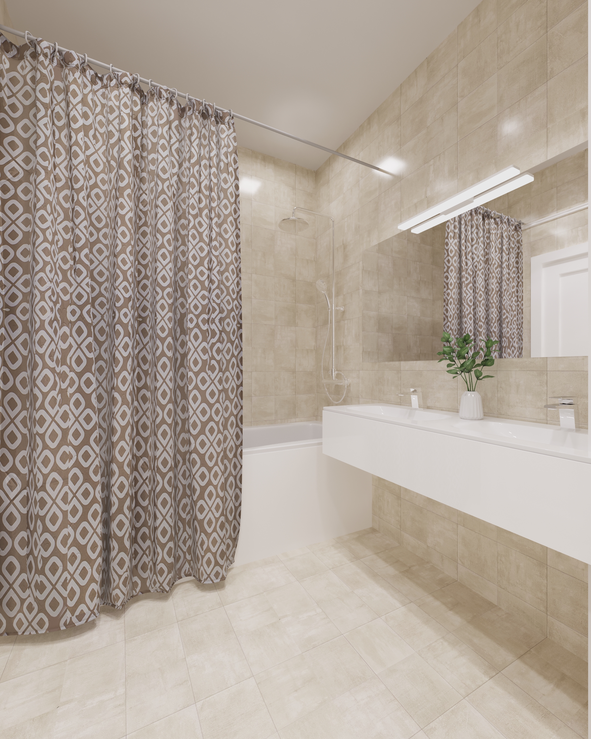 Штора для ванной Zenfort "Айриш", полиэстер, 180х200см, капучино