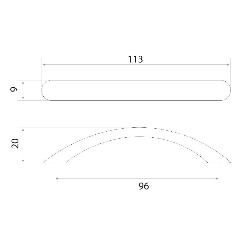 Ручка-скоба мебельная Trodos "ZY-19" 96мм сплав ЦАМ 32гр, черный 