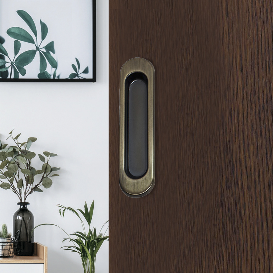 Ручка для раздвижных дверей овал, бронза