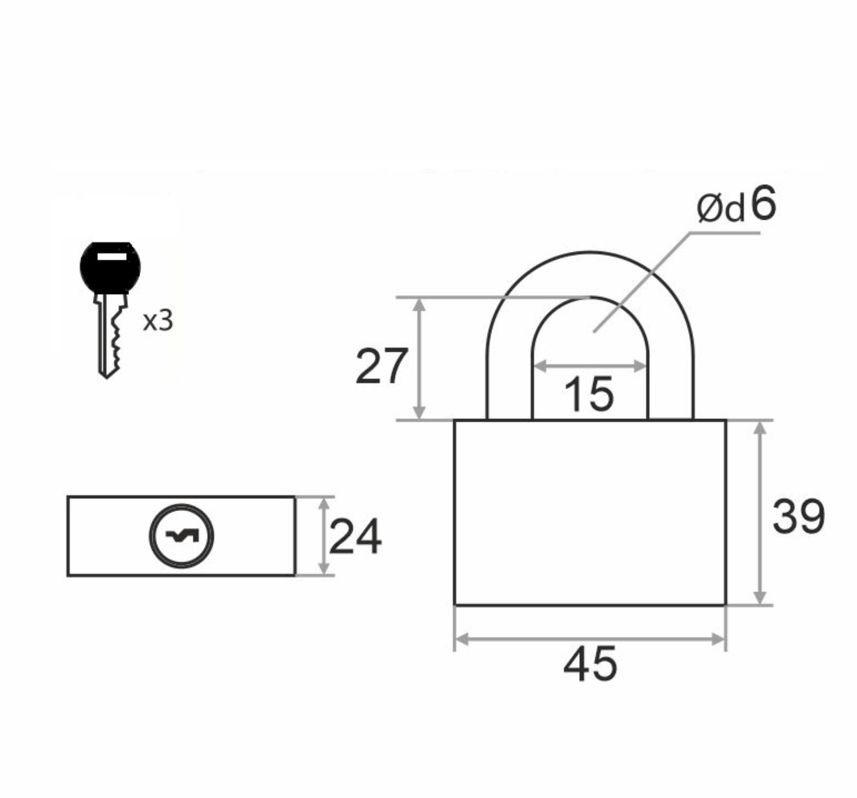 Замок навесной Trodos BC-IG1-45 чугун, всепогодный, блистер