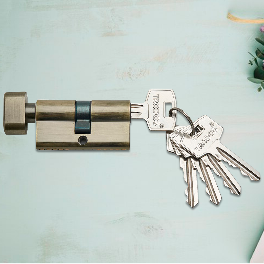 Механизм цилиндровый Trodos ЦМВ 60(30/30) сплав ЦАМ 5 ключей, бронза