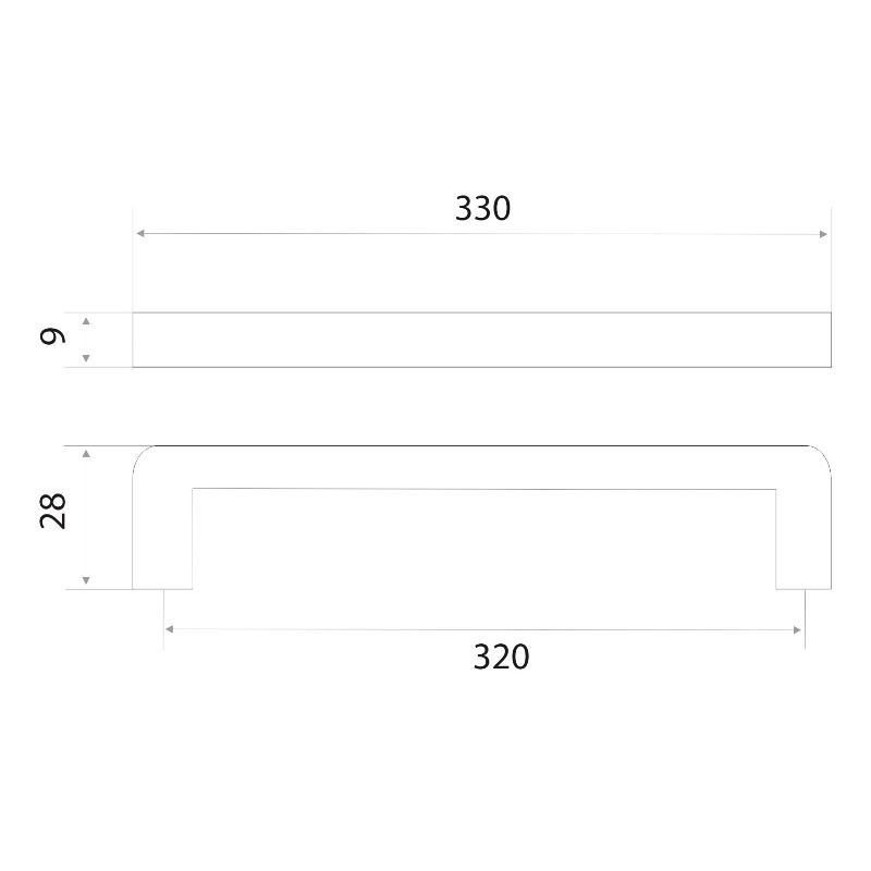 Ручка-скоба мебельная Trodos "DMZ-21203" 320мм сплав ЦАМ 164гр, черный никель