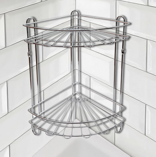 Полка настенная Delphinium 2-ярусная угловая "АЕ-435", хром