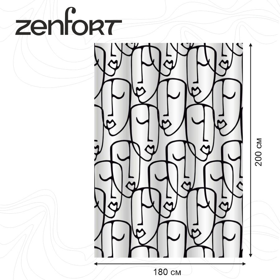 Штора для ванной Zenfort "Богема" полиэстер 180х200см, 12 колец, с утяжелителем, мультиколор