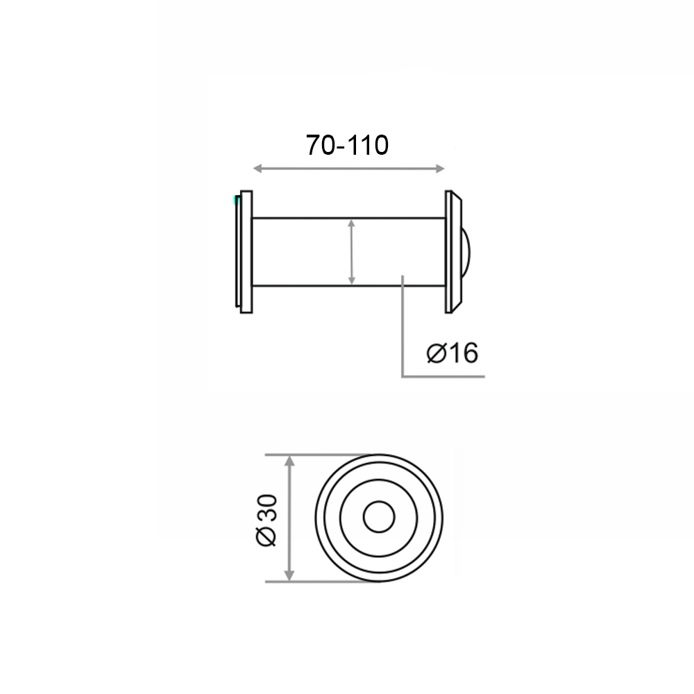 Глазок дверной Trodos R70/110, сплав ЦАМ, черный 