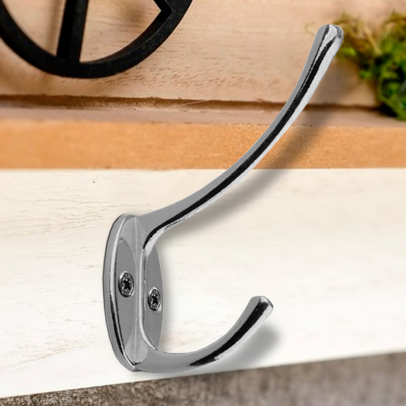 Крючок мебельный Trodos "ZY-116" 2-рожковый, сплав ЦАМ, хром