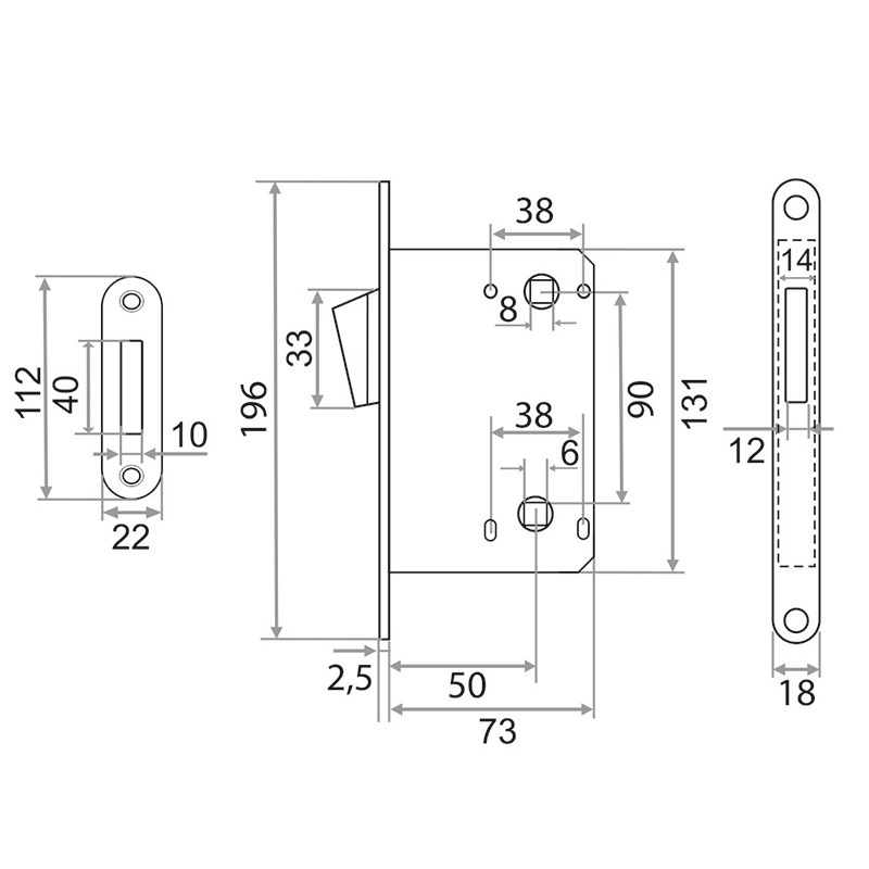 Защелка врезная Trodos CX-90WC/M BL магнит, черный