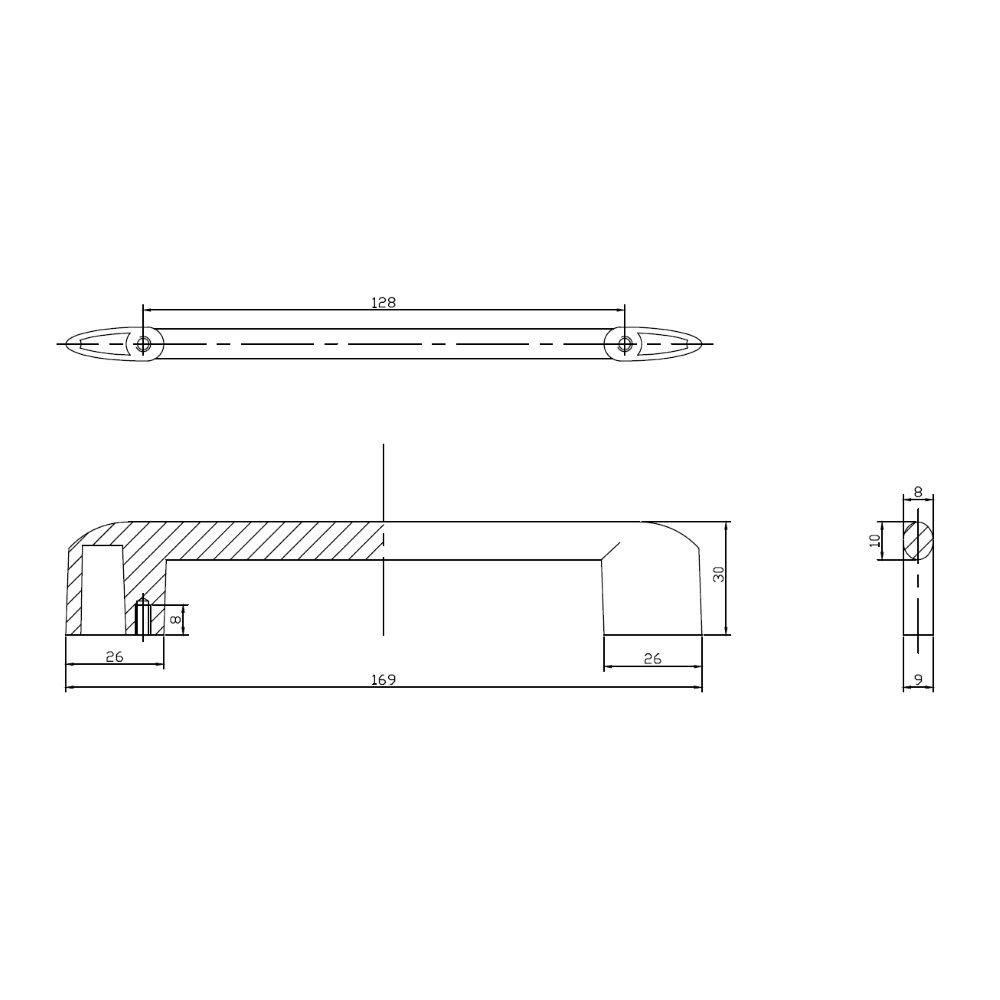 Ручка-скоба мебельная Trodos "8653" 128мм сплав ЦАМ 105гр, хром