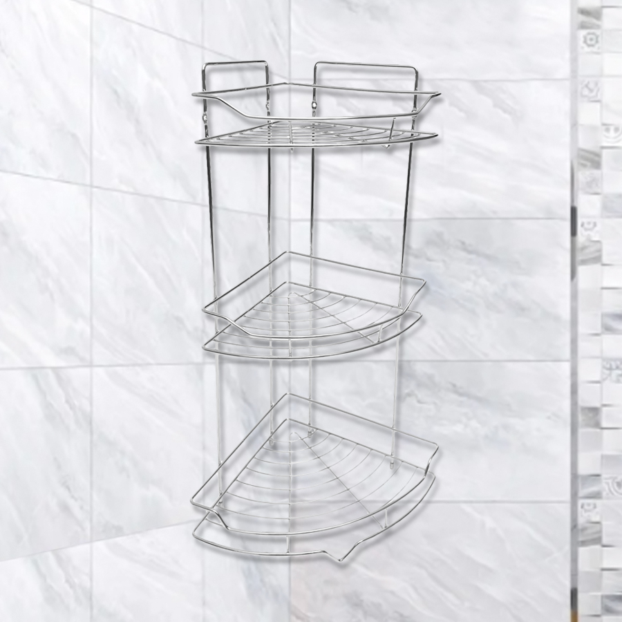 Полка настенная Delphinium 3-ярусная угловая "АЕ-436", хром