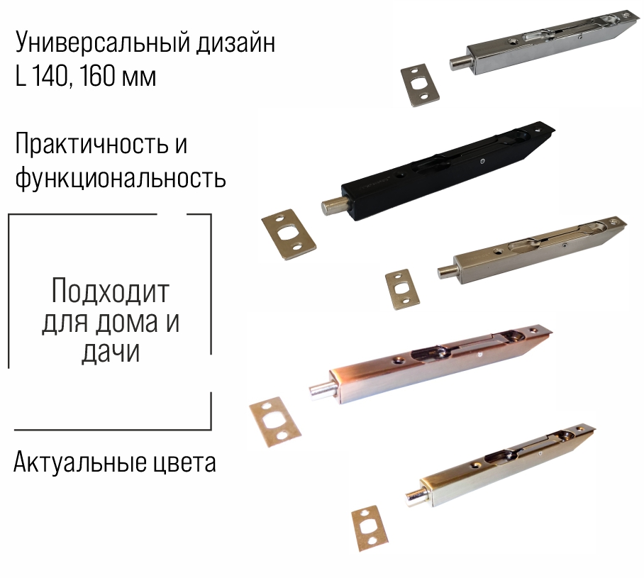 Ригель дверной Trodos L140 торцевой, никель