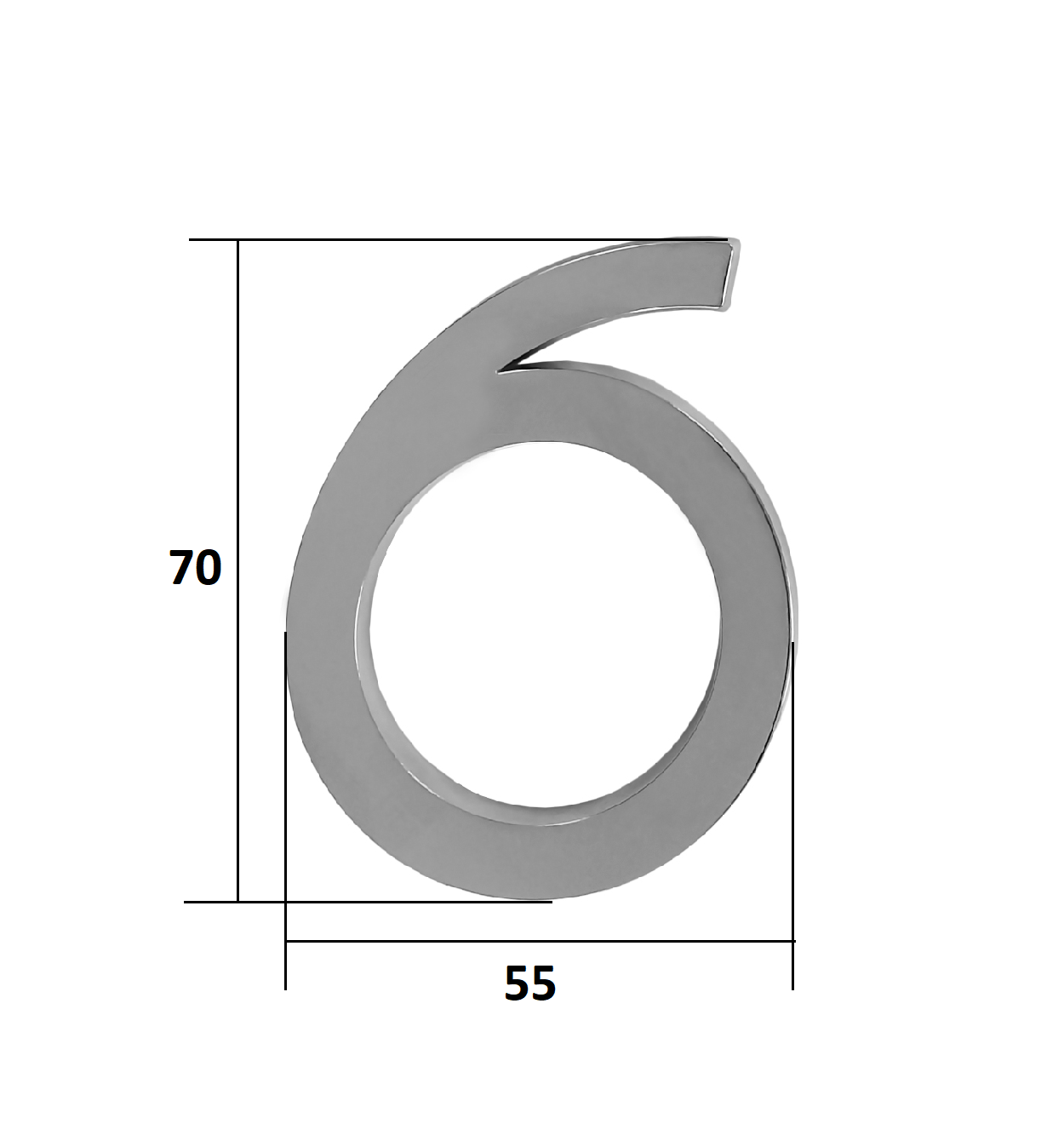 Цифра дверная Trodos "6" модерн, хром