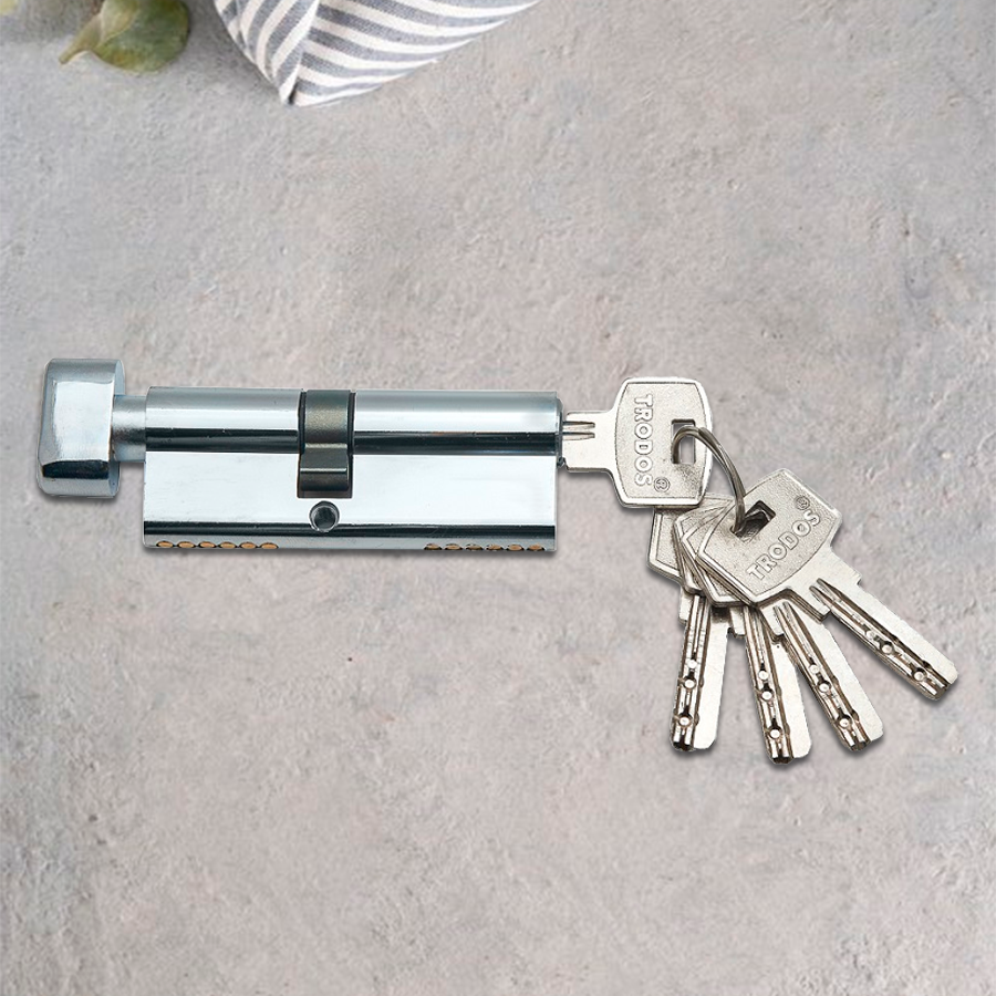 Механизм цилиндровый Trodos ЦМВП 90(40в/50) сплав ЦАМ 5 ключей, хром