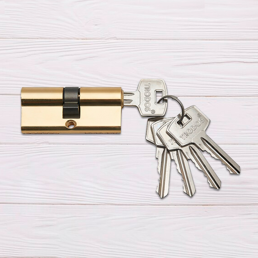 Механизм цилиндровый Trodos ЦМ 70(35/35) сплав ЦАМ 5 ключей, золото