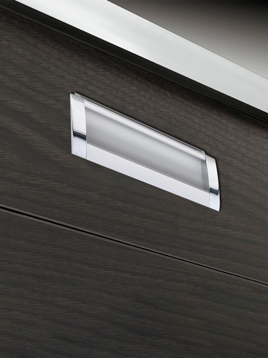 Ручка врезная мебельная Trodos "ZY-108" 96мм алюминий, хром/хром матовый