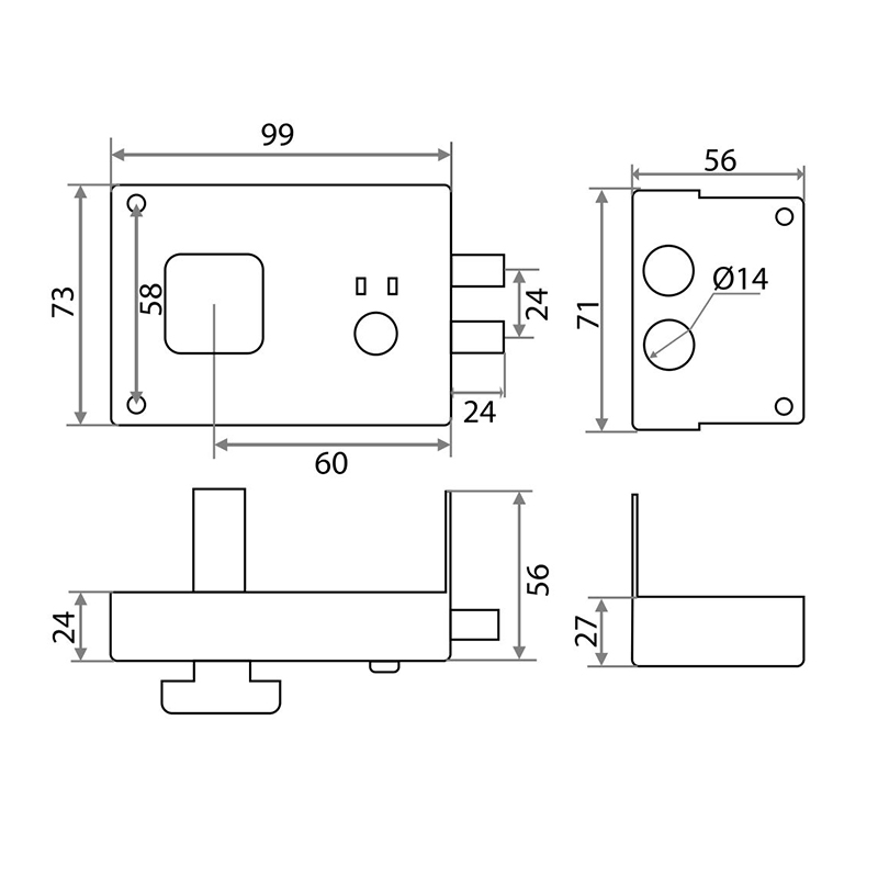 Замок накладной Trodos ЗН1-3 серый