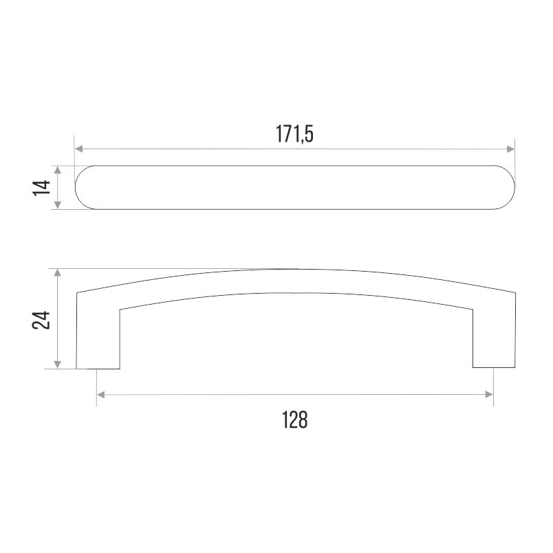 Ручка-скоба мебельная Trodos "22689" 128мм сплав ЦАМ 126гр, черный