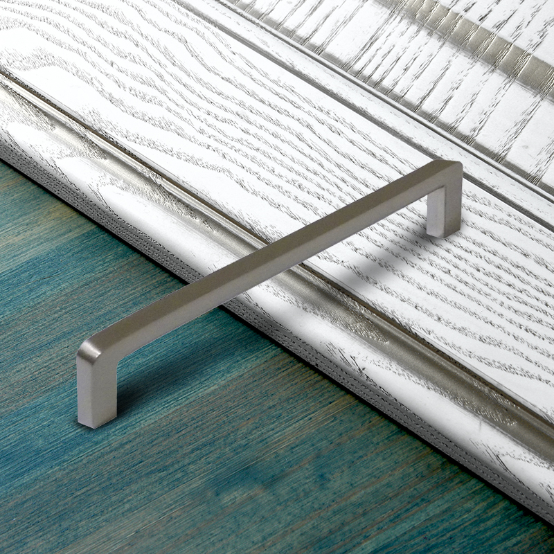 Ручка-скоба мебельная Trodos "DMZ-21203" 192мм сплав ЦАМ 105гр, браш никель