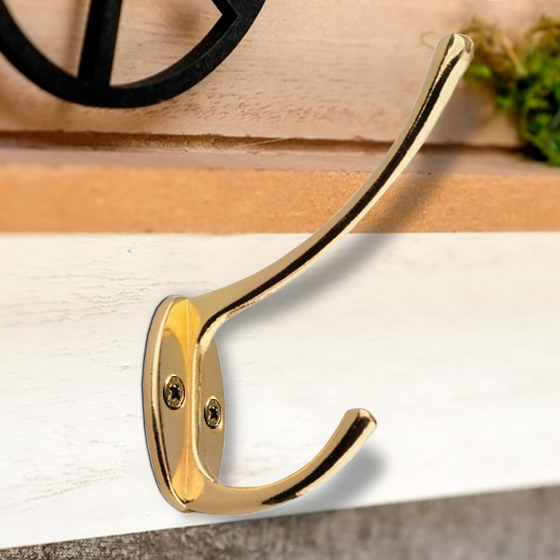 Крючок мебельный Trodos "ZY-703А" 2-рожковый, сплав ЦАМ, золото