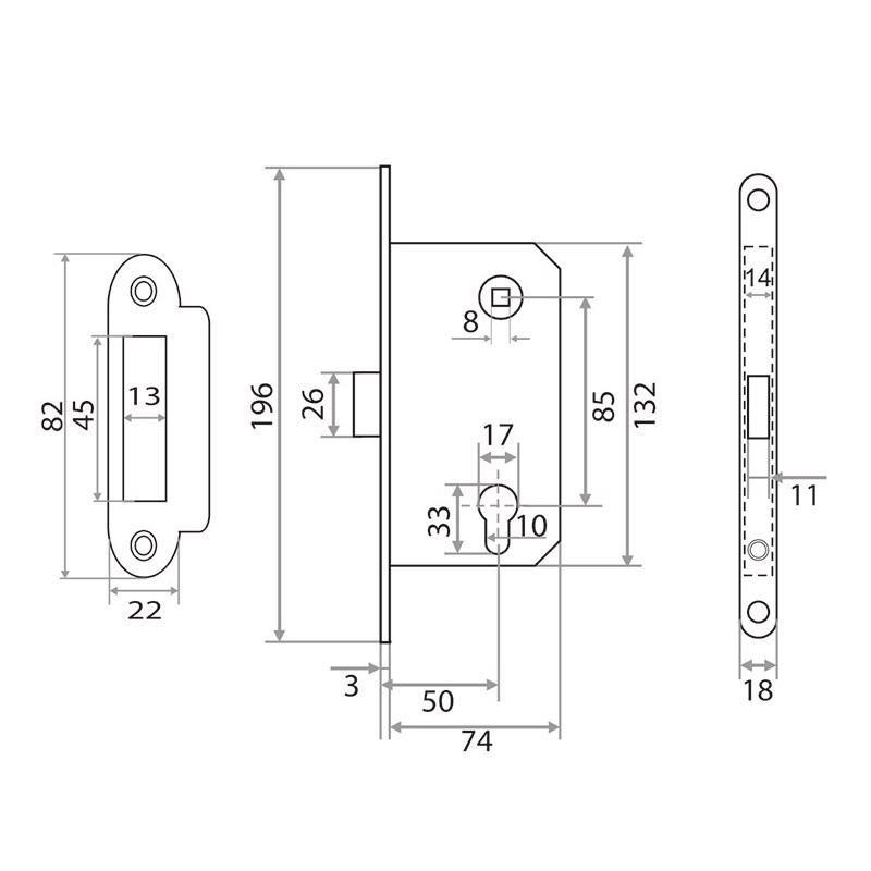 Корпус замка Trodos SD600-85ET/P CP пластик, хром
