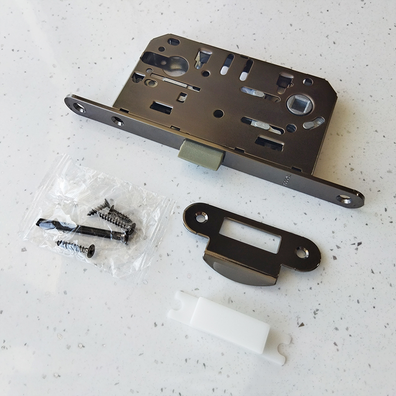 Защелка врезная Trodos SD600ЕТ с фиксацией под цилиндр с овал. планкой, пластик, черный никель