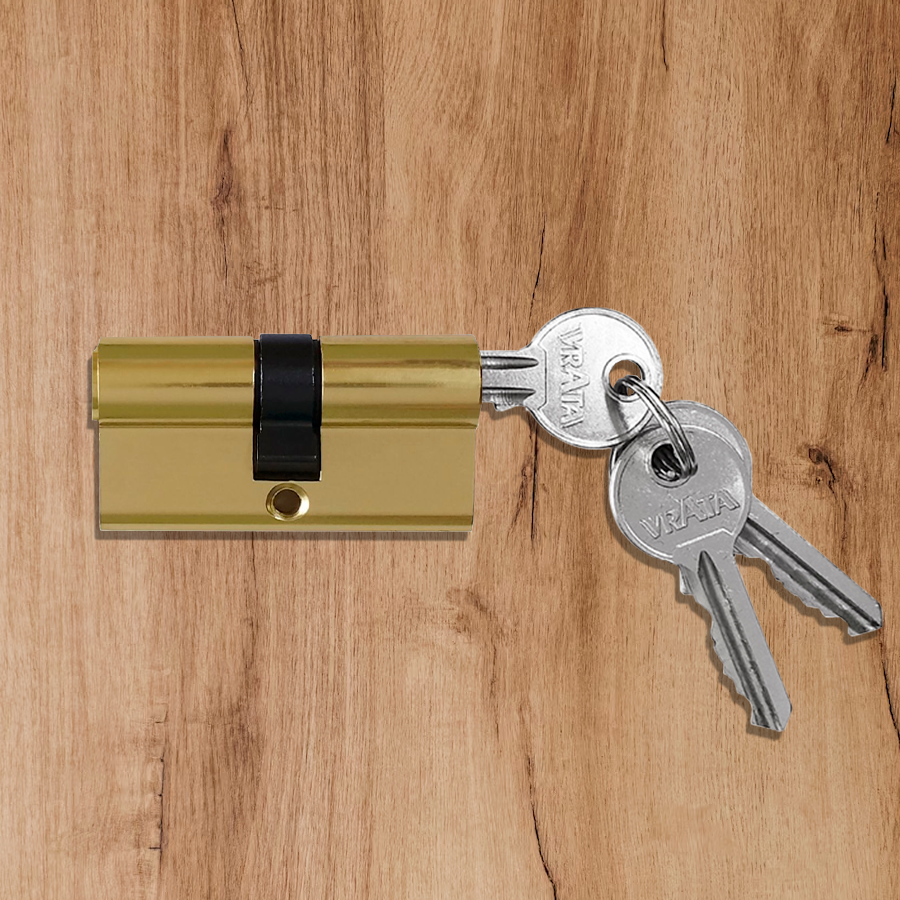 Механизм цилиндровый Vrata ЦМ 70(30/40) алюминий 3 ключа, золото
