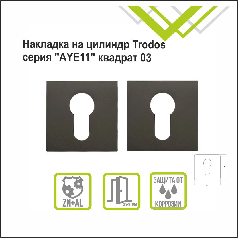 Накладка на цилиндр Trodos "ET" серия 03 slim, графит