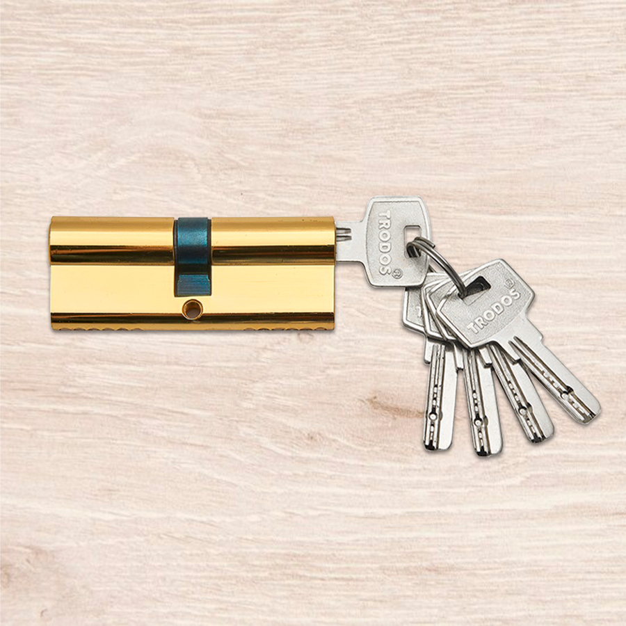 Механизм цилиндровый Trodos ЦМП 90(45/45) сплав ЦАМ 5 ключей, золото