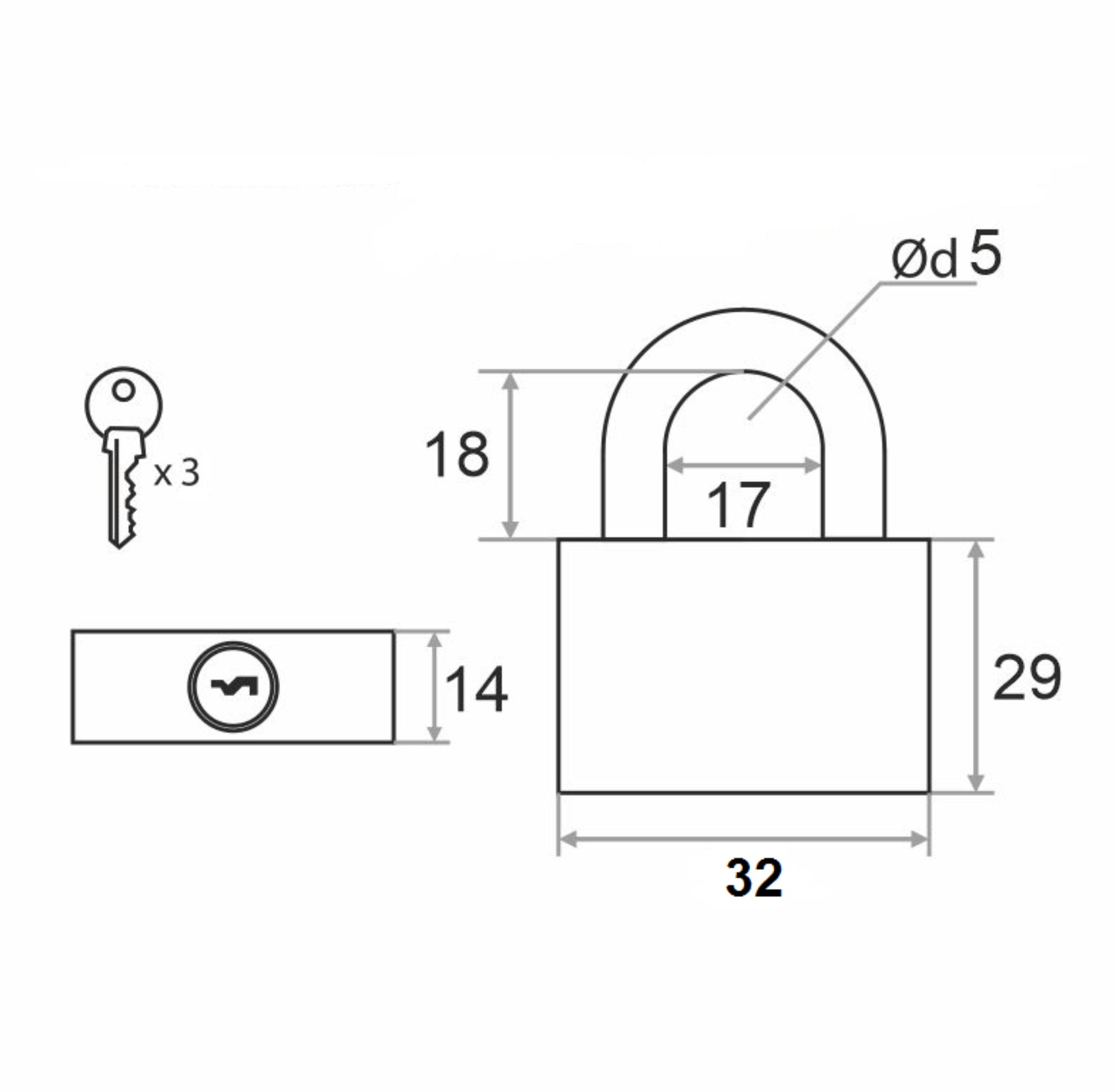 Замок навесной Trodos BC-HG36-32 чугун, блистер