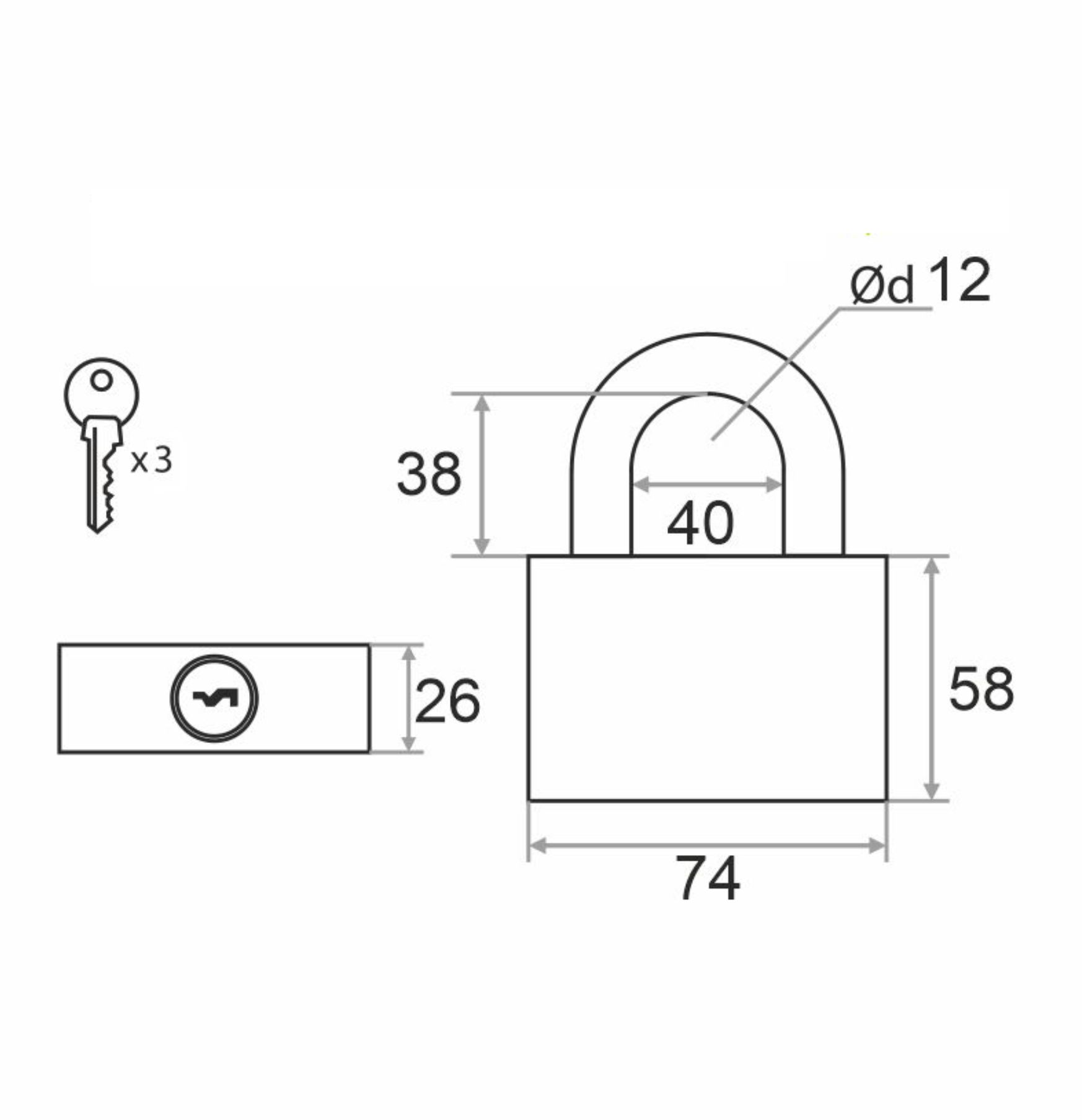 Замок навесной Trodos BC-HG36-75 чугун, блистер
