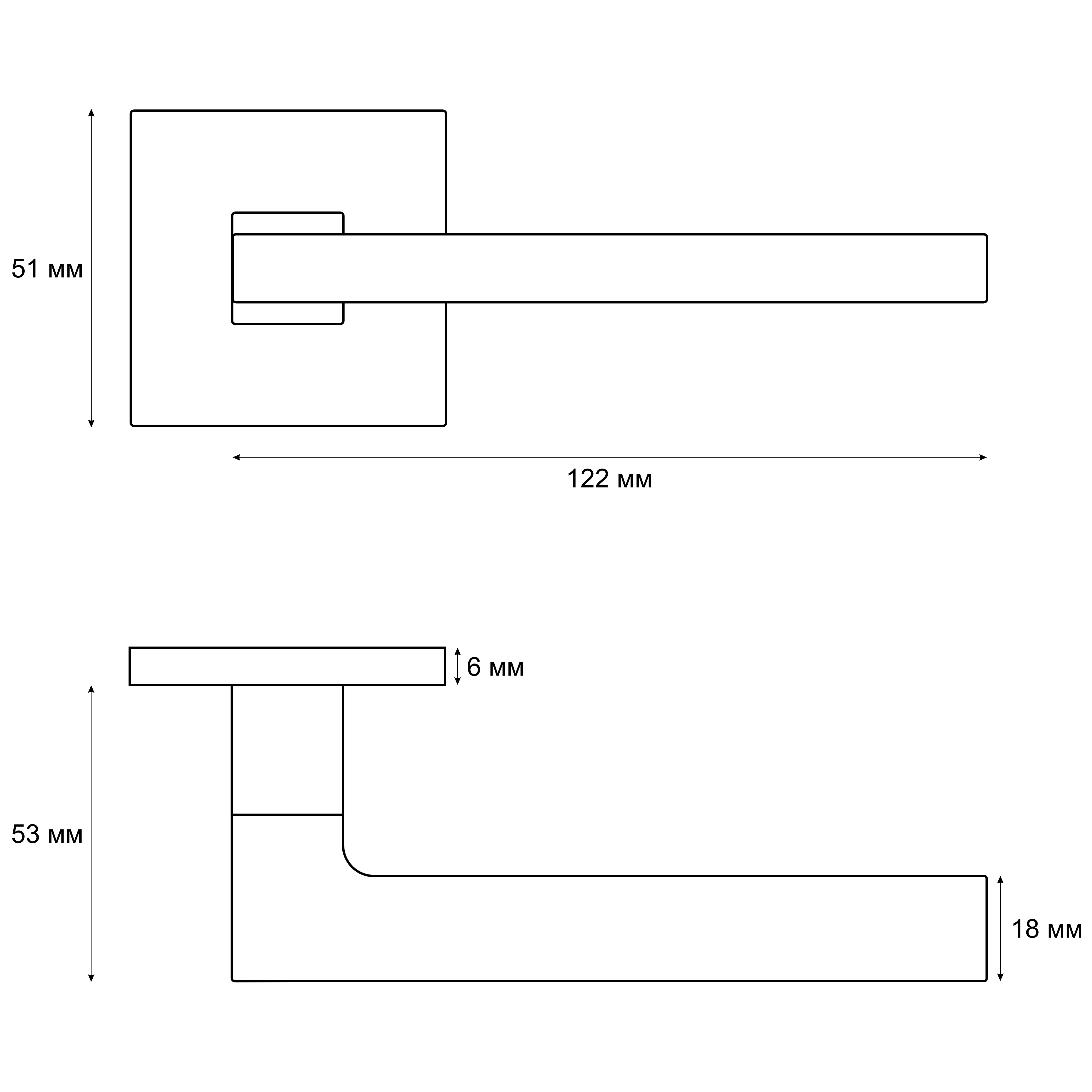 Ручка раздельная Trodos 517-03 slim BL черный