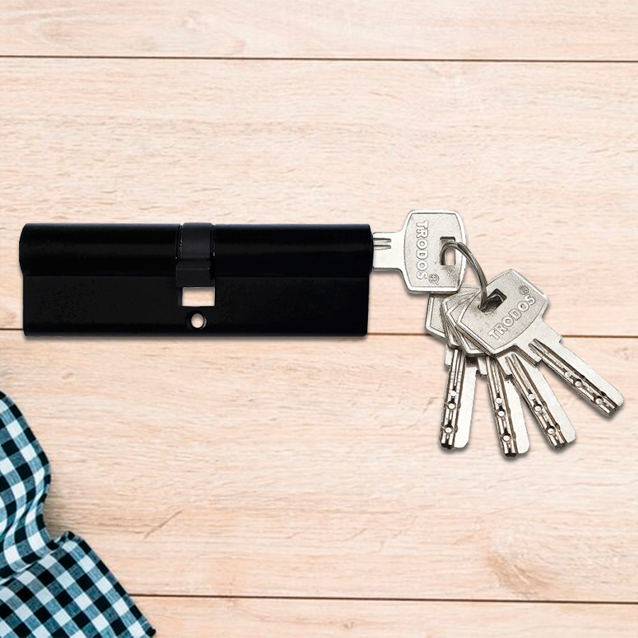 Механизм цилиндровый Trodos ЦМП 100(50/50) сплав ЦАМ 5 ключей, черный 