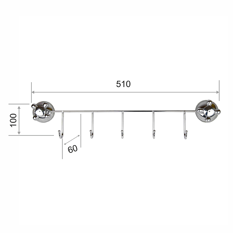 Крючок на планке Delphinium пятерной Air-lock "F-151", хром