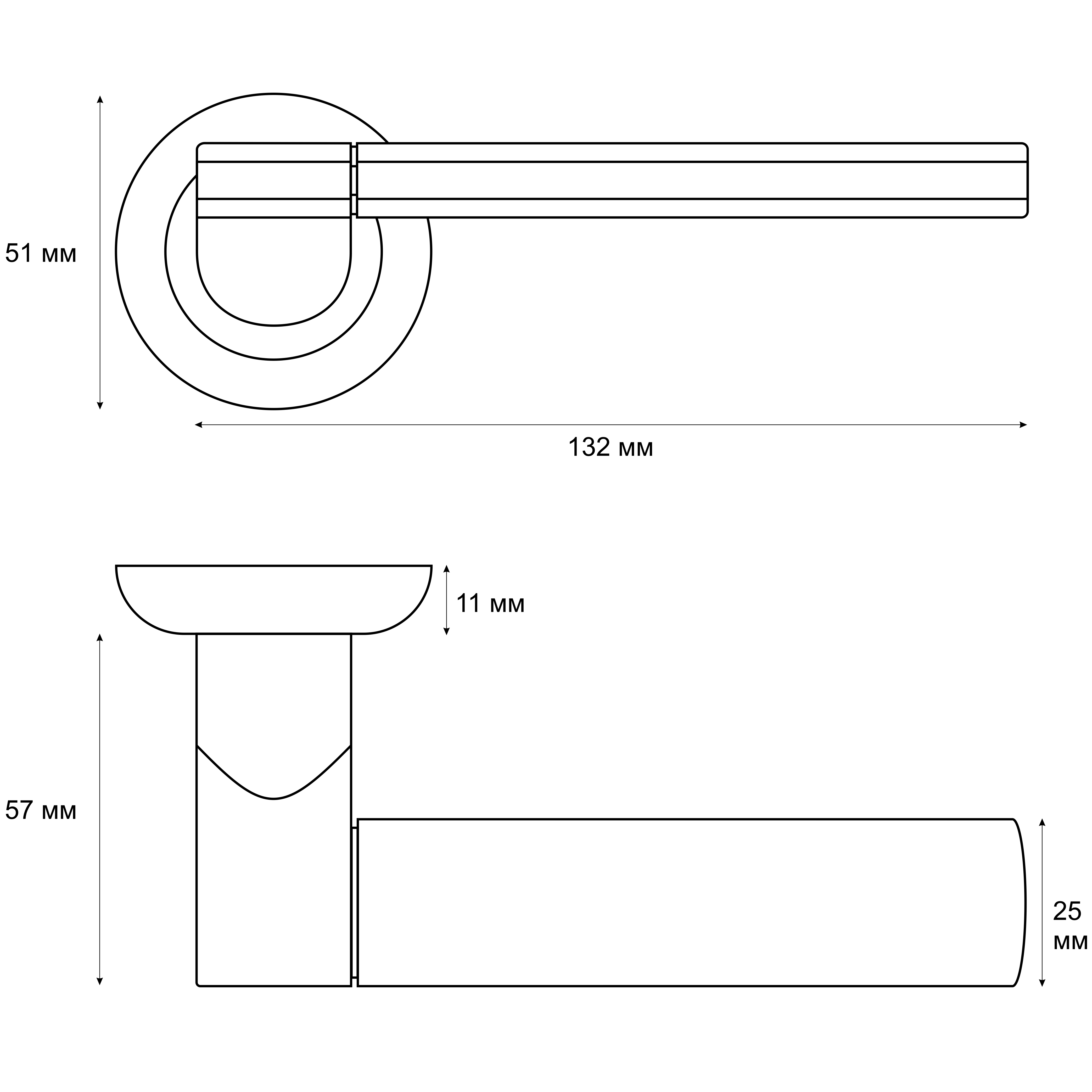 Ручка раздельная Trodos "102" серия 08, черный матовый
