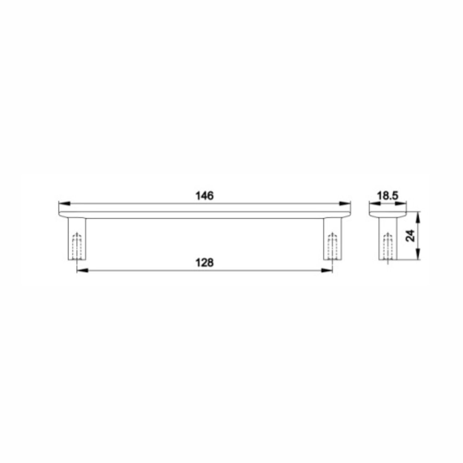Ручка-скоба мебельная Trodos "DMZ-22650" 128мм сплав ЦАМ 65гр, хром матовый