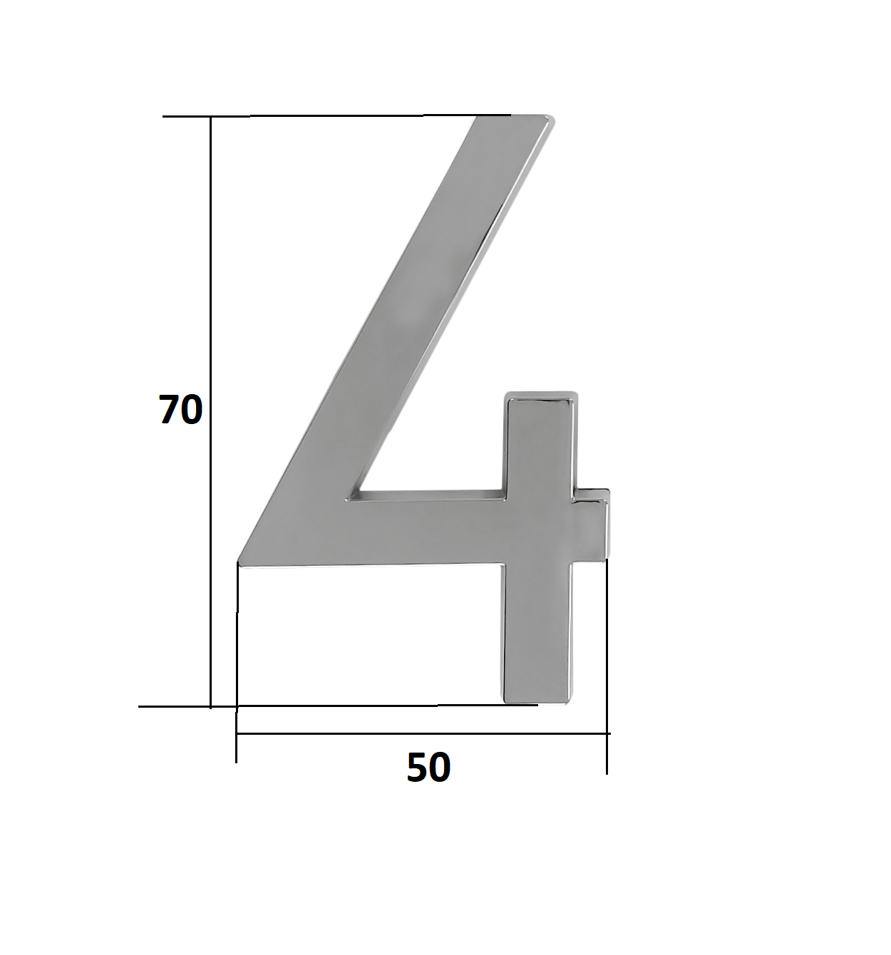Цифра дверная Trodos "4" модерн, хром